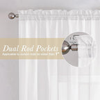 Lecloud White Sheer Curtains 54 Inch Length 2 Panels, Voile Bedroom Curtains - Image 2