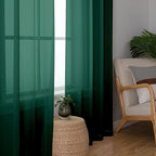 Lecloud Hunter Green Sheer Curtains 84 Inches Long 2 Panels Set, Rod Pocket - Image 3