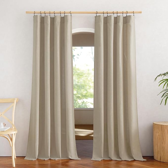 NICETOWN Taupe Curtains 84 inch Length 2 Panels Set, Rod Pocket & Back Tab - Image 2