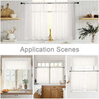 Ivory Kitchen Curtains 30 Inch Length Tier 2 PCS, Solid Soft Airy Half Curtains - Image 6
