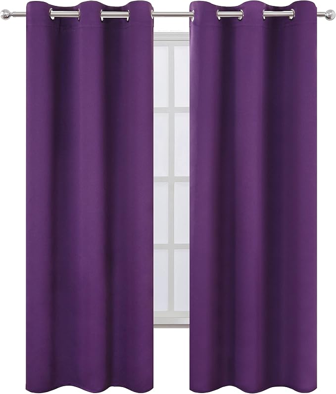 LEMOMO Purple Blackout Curtains 34 x 84 Inch Length/Set of 2 Curtain - Image 2
