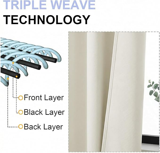 Simplebrand Ava Ivory Light Filtering Curtains - Image 5
