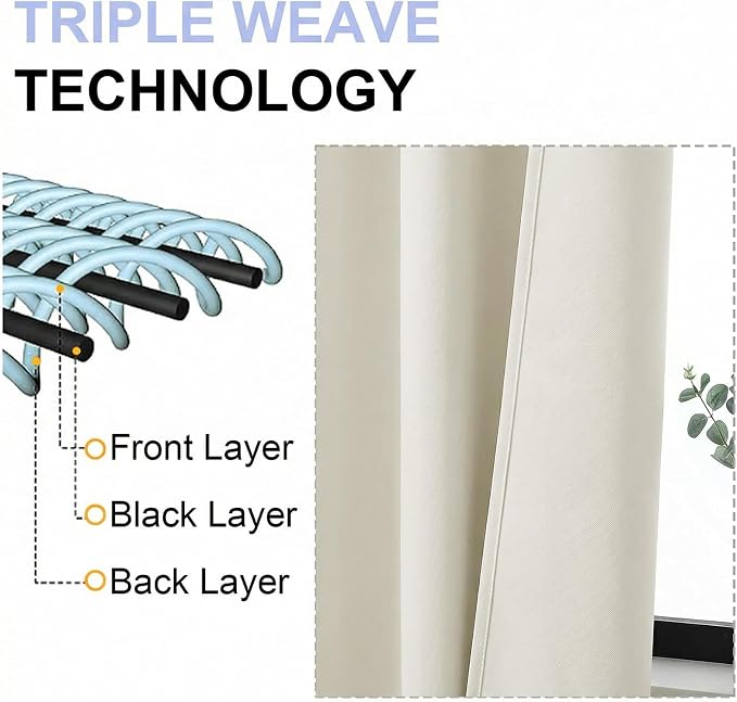 Simplebrand Ava Ivory Short Light Filtering Curtains - Image 5
