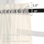 OVZME Cream Sheer Curtains 108 Inches Long 2 Panels - Image 2