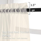 OVZME Cream Sheer Curtains 84 Inches Long 2 Panels - Image 3