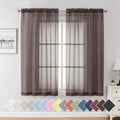 Aiyufeng Chocolate Sheer Curtains 63 Inches Long 2 Panels, Solid Voile Top Dual by Aiyufeng