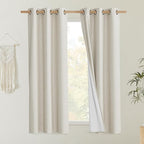 NICETOWN Natural Thick Linen Blend 100% Blackout Curtains 60" Long 2 Panels Set - Image 2