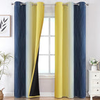 Estelar Textiler Yellow and Navy Blue Ombre Blackout Curtains by ESTELARTEXTILER