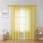 Lecloud Yellow Sheer Curtains 78 Inches Long 2 Panels, Gauzy Light Filtering by Lecloud