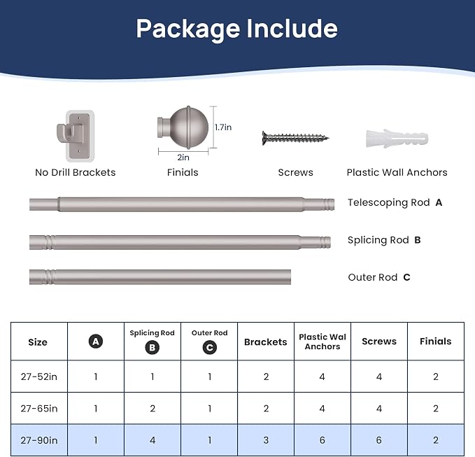 ENJOYBASICS No Drill Curtain Rods - Image 7