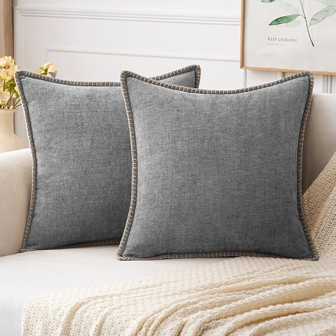 MIULEE Pack of 2 Couch Throw Pillow Covers 20x20 Inch Dark Gray Farmhouse by MIULEE