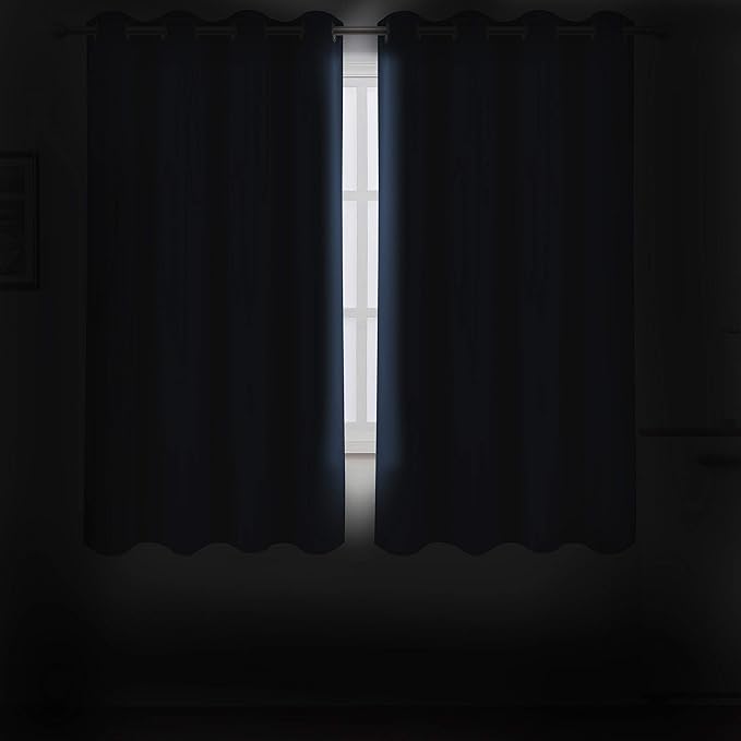 LEMOMO Navy Blue Blackout Curtains/52 x 72 Inch/Set of 2 Panels Room Darkening - Image 3