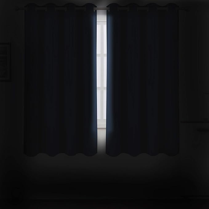 LEMOMO Navy Blue Thermal Blackout Curtains/52 x 54 Inch/Set of 2 Panels Room - Image 3