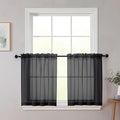 Kitchen Curtains 24 Inch Length Tier 2 Pieces, Cafe Bathroom Basement Rod by WelvetBLK