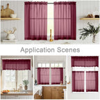 Burgundy Valances for Windows, Burgundy Sheer Curtains 14 Inch Length 2 Pack - Image 7