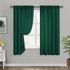 HOMEIDEAS Christmas Non-See-Through Hunter Green Privacy Sheer Curtains - Image 2