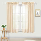 DWCN Beige Sheer Curtains Semi Transparent Voile Rod Pocket Curtains by DWCN