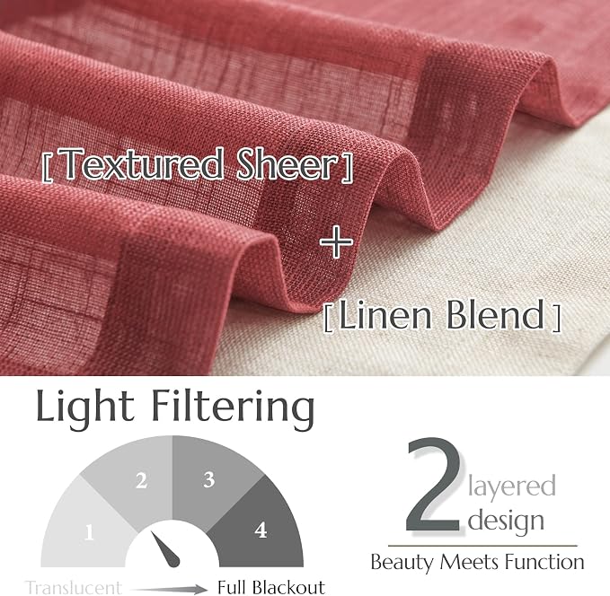 jinchan Linen Valance for Farmhouse Living Room Windows 16 Inch Slubbed Crossed - Image 3