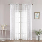 Chyhomenyc White Sheer Curtains 90 Inch Length 2 Panels Set, Light Filtering - Image 2