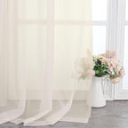 Lecloud Cream Sheer Curtains 50 Inch Length 2 Pcs, Rod Pocket Light Filtering - Image 9
