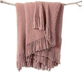 lifein Pink Throw Blanket for Couch, Soft Boho Decor Bed Throw, Cozy Chenille by lifein