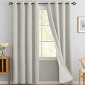 Yakamok Cream Linen Curtains 100% Blackout 90 Inches Long, Room Darkening by Yakamok