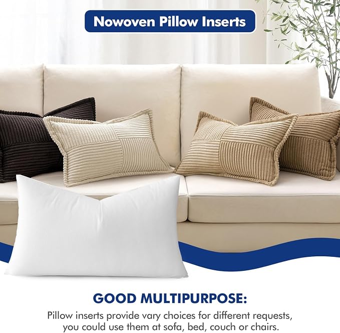 MIULEE Pillow Insert 14x32 Inch, Decorative Rectangle Throw Pillow Inserts - Image 4