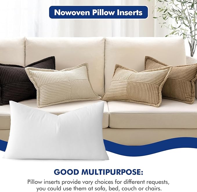MIULEE Pillow Insert 12x16 Inch, Decorative Rectangle Throw Pillow Inserts - Image 4