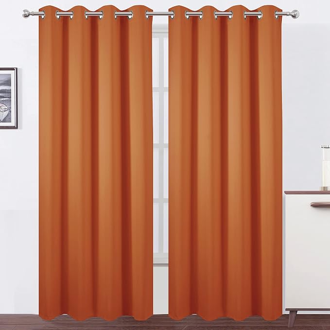 LEMOMO Blackout Curtains 66 x 95 inch/Orange Curtains Set of 2 Panels/Thermal by Lemomo
