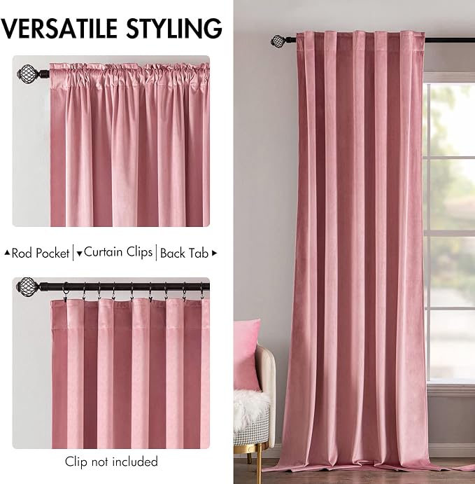 MIULEE Velvet Curtains 90 inches 2 Panels - Image 2