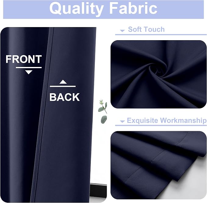 Simplebrand Ava Navy Blue Short 30 Inches Blackout Curtain 2 Panels Set - Image 4