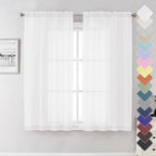 Lecloud White Sheer Curtains 63 Inch Length 2 Panels, Elegant Voile Drapes by Lecloud