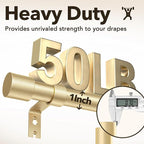 Extra Long Curtain Rods for Windows 32 to 240 Inch, 1 Inch Gold Heavy Duty - Image 4