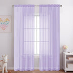 OVZME Lavender Sheer Curtains 84 Inches Long 2 Panels by OVZME