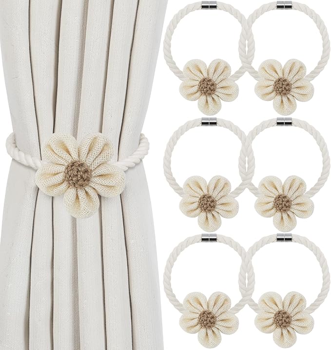 KLOGTSIND Magnetic Curtain Tiebacks, 6 Pack Flower Curtain Holdbacks by KLOGTSINDDirect