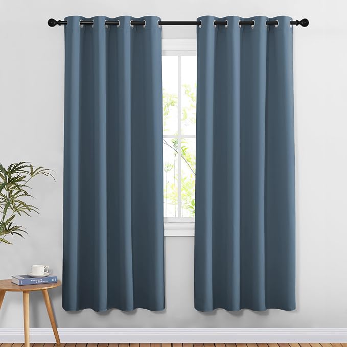 NICETOWN Smoky Blue Doorway Curtains 78 inches Long, Grommet Privacy Door by NICETOWN
