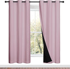 NICETOWN 100% Blackout Window Curtain Panels, Baby Pink, 2 Pieces, 42-inch Wide by NICETOWN