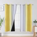 Estelar Textiler Yellow and Greyish White Blackout Curtains by ESTELARTEXTILER
