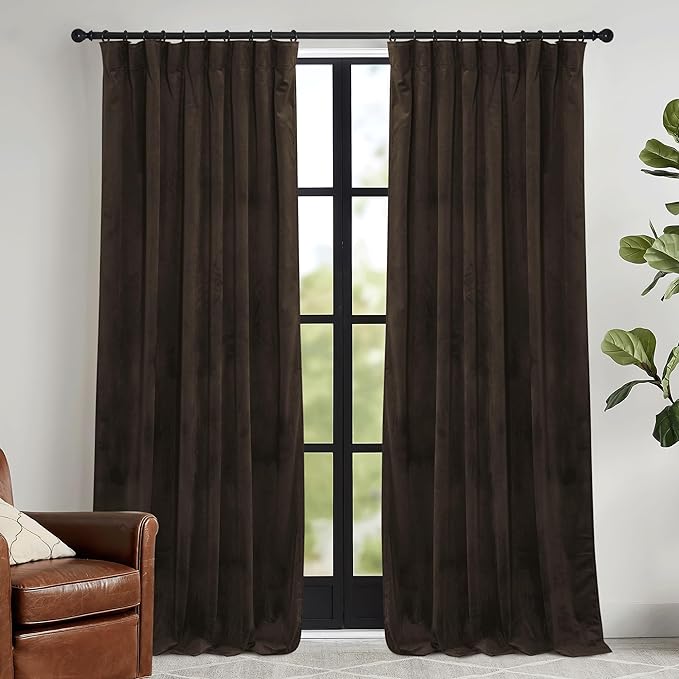 RYB HOME Brown Velvet Curtains 84 inches by RYBHOME