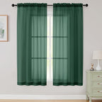 Sheer Hunter Green Curtains for Bedroom Living Room 63 Inch Length 2 Panels by WelvetBLK