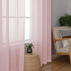 Aiyufeng Blush Pink Sheer Curtains 96 Inches Long 2 Panels Set, Light Filtering - Image 5
