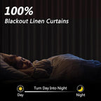 Guken White 100% Blackout Linen Curtains 84 Inch Length 2 Panels Set - Image 2