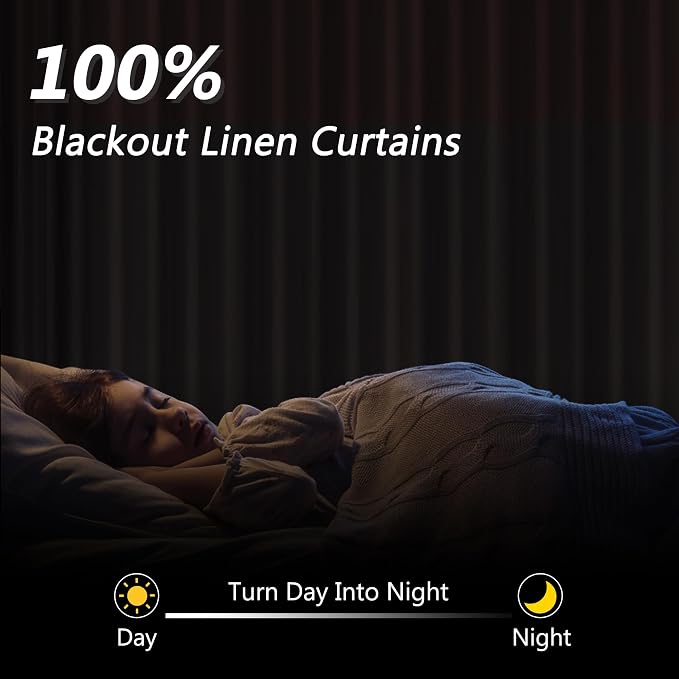 Guken Cream 100% Blackout Curtains 78 Inch Length 2 Panels Set - Image 2