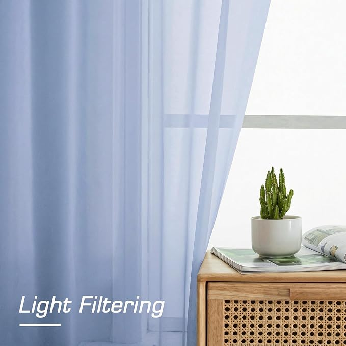 OWENIE Sheer Curtains 96 inches Long 2 Panels Set - Image 2