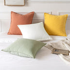 MIULEE Decorative Linen Euro Sham Pillow Covers 24x24 Coral ​Boho Farmhouse​ - Image 5