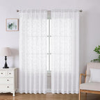 Lecloud Leia White Sheer Curtains 84 Inches Long 2 Panels, Airy Voile Jacquard by Lecloud