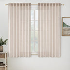 MIULEE Natural White Linen Curtains 60 Inch Length 2 Panels by MIULEE