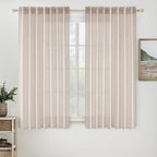 MIULEE Natural White Linen Curtains 54 Inch Length 2 Panels by MIULEE
