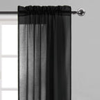 DWCN Black Sheer Curtains for Kitchen Windows - Image 2
