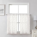 Lecloud Leia Ivory Sheer Curtains 30 Inch Length 2 Pcs, Jacquard Leaf Textured by Lecloud